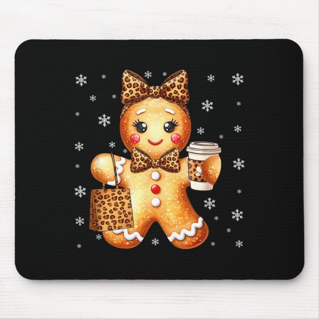 Coquette Cute Gingerbread Leopard Bow Christmas Gi Musmatta (Framsidan)