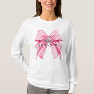 Coquette Cute Girly Feminine Disco Boll Rosa Bow T Shirt