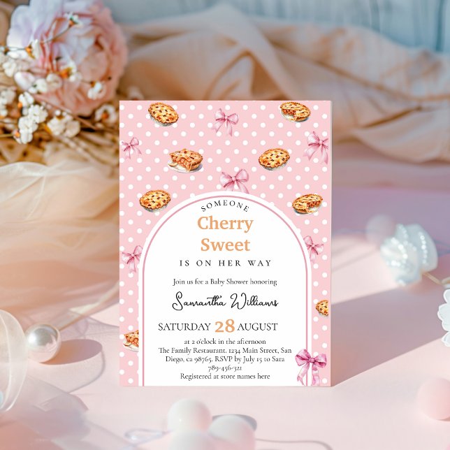 Coquette Cutie Paj Sweet Rosa Bow Baby Shower Inbjudningar (Skapare uppladdad)