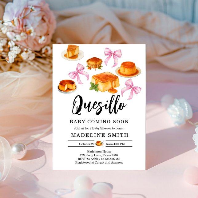 Coquette Cutie quesillo Sweet Rosa Bow Baby Shower Inbjudningar (Skapare uppladdad)