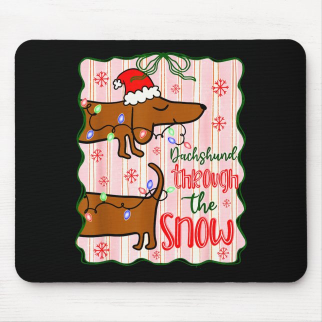 Coquette Dachshund Genom Snön, Retro Jul Musmatta (Framsidan)