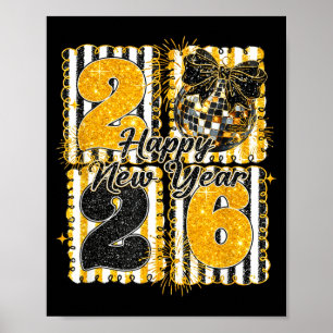 Coquette Disco Boll Gott Nytt År Hej 2026 Poster