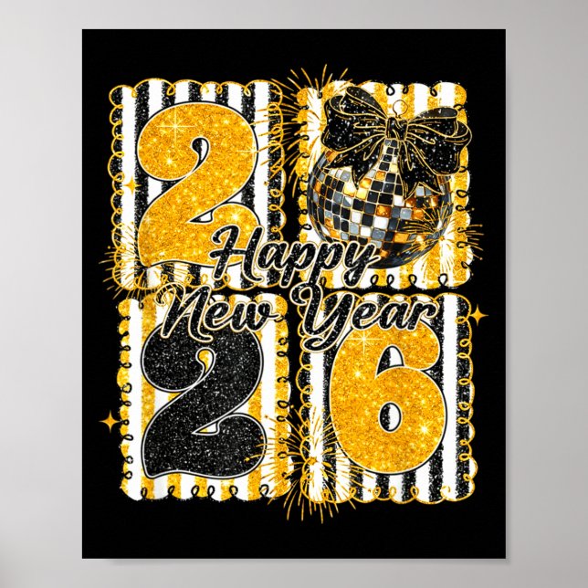 Coquette Disco Boll Gott Nytt År Hej 2026  Poster (Framsidan)