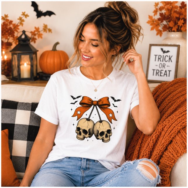 Coquette Dödskallebåge Halloween-illustration T Shirt (Skapare uppladdad)