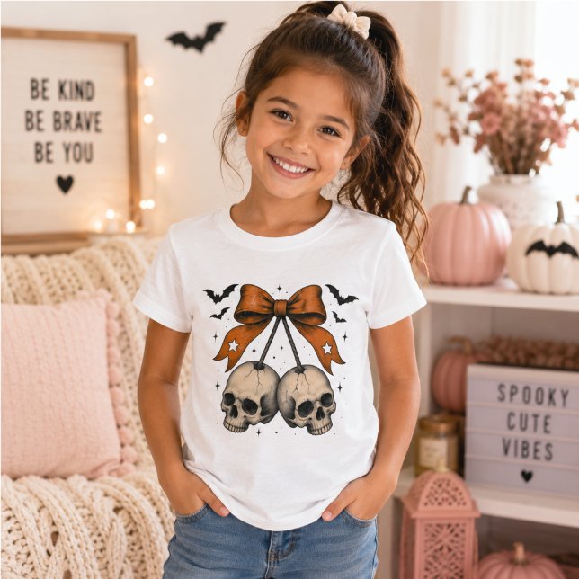 Coquette Dödskallebåge Halloween-illustration T Shirt (Skapare uppladdad)