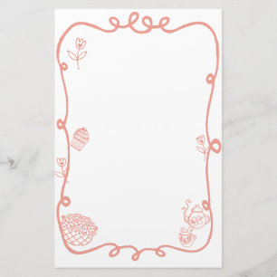Coquette Doodle Ribbon Ram Brevpapper