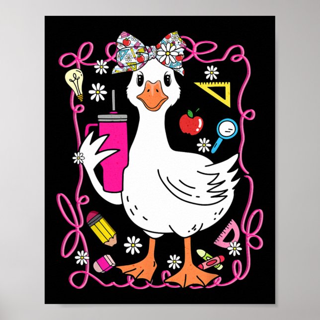 Coquette Dum Anka Lärare Retro Preppy Tillbaka Til Poster (Framsidan)
