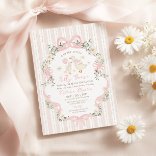 Coquette Dum Anka Rosa Flicka Baby Shower Inbjudningar