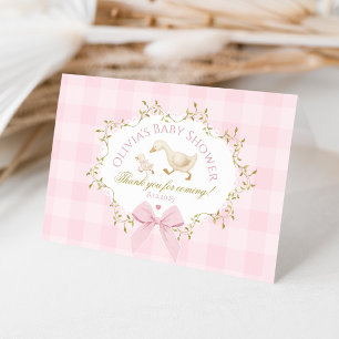 Coquette Dumma Gås Rosa Rutig Babyfirande Tack Kort