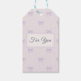 Coquette Dusty Lilac Bows & Pinstripe "For You" Presentetikett