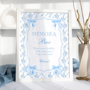 Coquette Elegant Blue Bow Mimosa Pub Poster