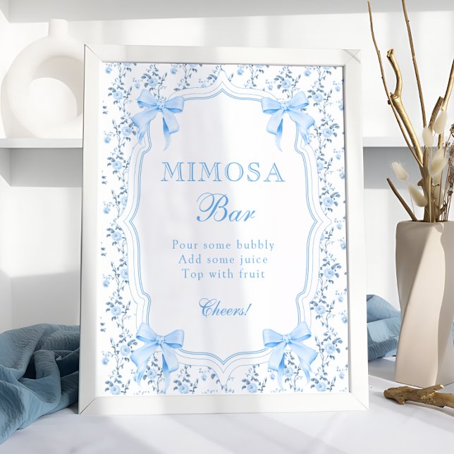 Coquette Elegant Blue Bow Mimosa Pub Poster (Skapare uppladdad)