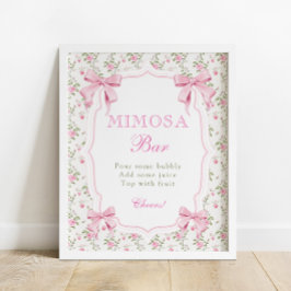 Coquette Elegant Rosa Bow Mimosa Pub Poster