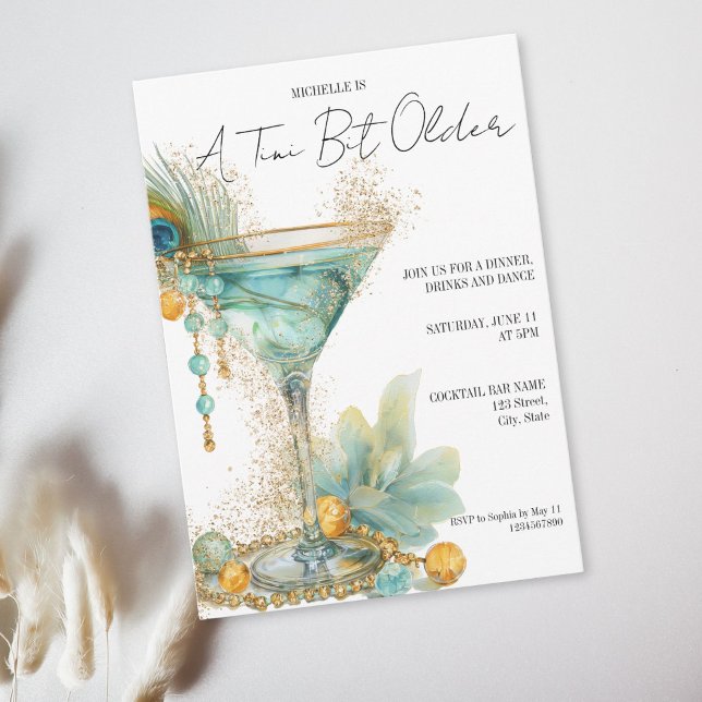 Coquette En Tini Bit Older Martini Cocktail Inbjudningar (Coquette A Tini Bit Older Martini Cocktail Invitation)