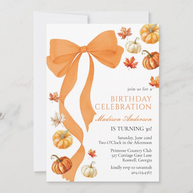 Coquette Fall Birthday Invitation Inbjudningar (Framsida)