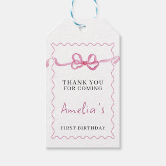 Coquette Favor Tag for Birthday Party Girl Bow Presentetikett