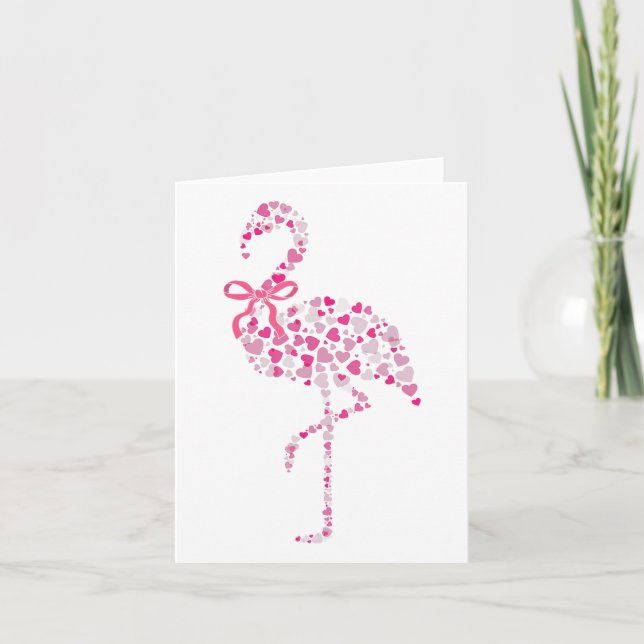 Coquette Flamingo Heart Cute Rosa Valentines day Kort (Framsida)