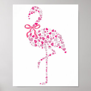 Coquette Flamingo Heart Cute Rosa Valentines day Poster