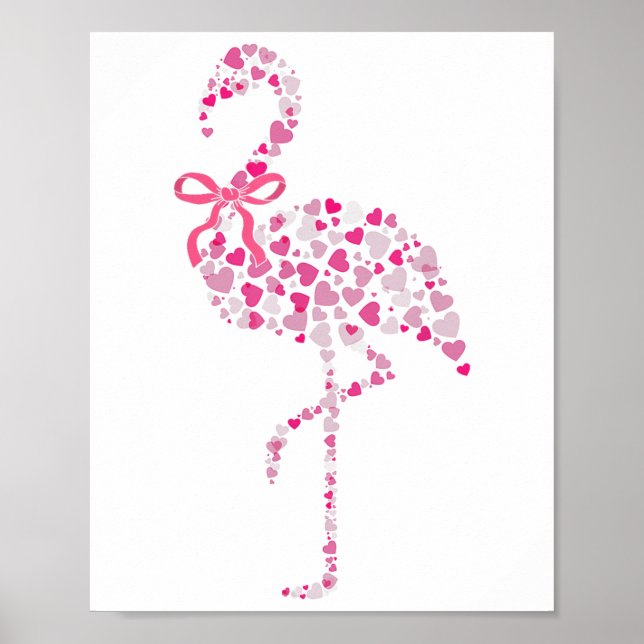 Coquette Flamingo Heart Cute Rosa Valentines day Poster (Framsidan)