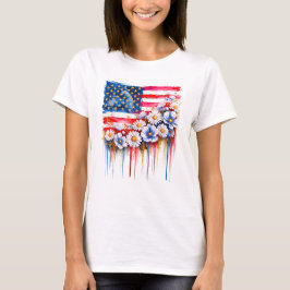 Coquette Flower USA Patriotic American Flagga T Shirt