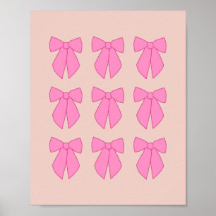 Coquette för persikor och Rosa Bows Poster