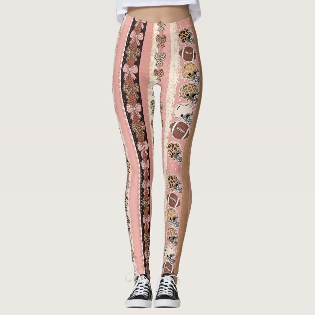 Coquette Fotboll Bow Leopard Mönster (1) Leggings (Framsida)
