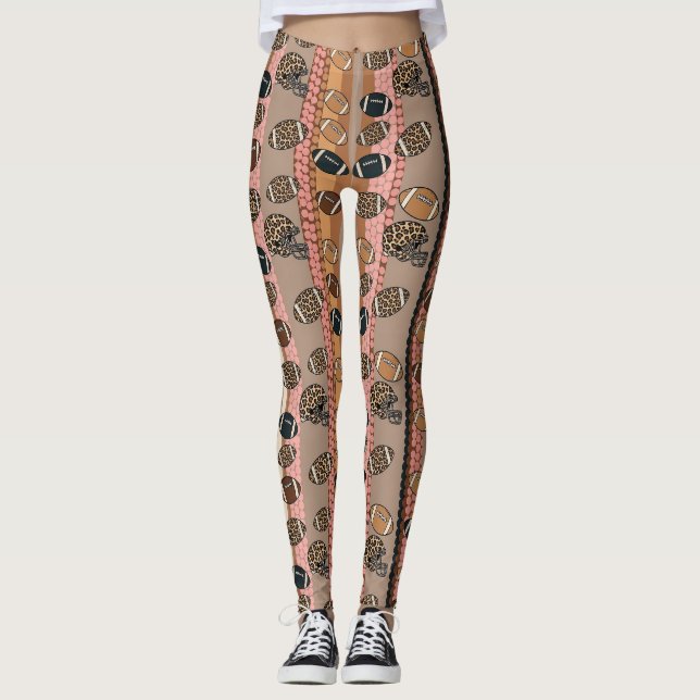 Coquette Fotboll Bow Leopard Mönster (3) Leggings (Framsida)