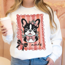 Coquette Fransk Bulldog Ägarpresent Handritad Pres T Shirt