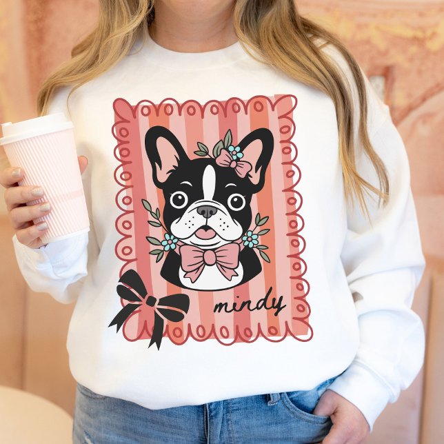 Coquette French Bulldog Pet Owner Hand Drawn Gift T Shirt (French Bulldog Dog Mama Coquette Tee)