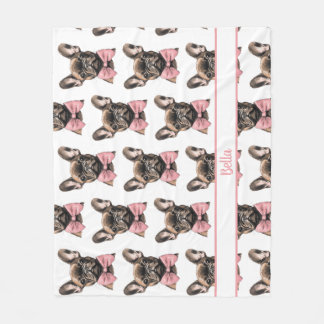 Coquette Frenchie Costumizable Namn Fleecefilt