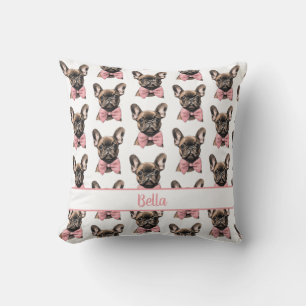 Coquette Frenchie Costumizable Namn Kudde