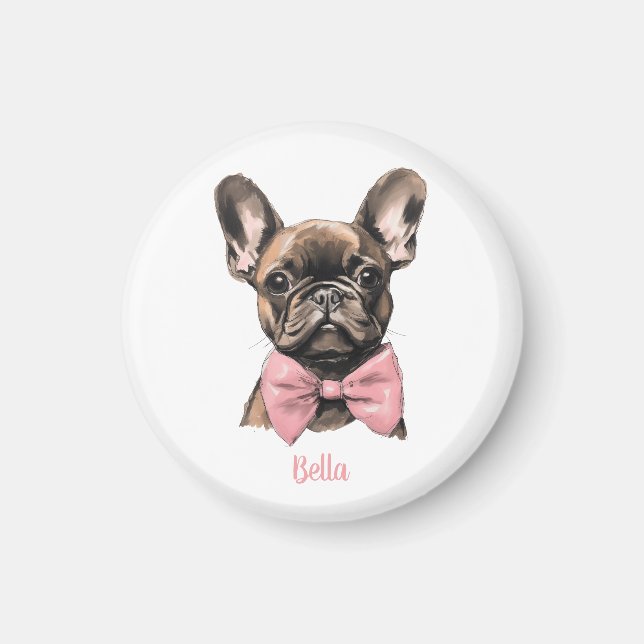 Coquette Frenchie Costumizable Namn Magnet (Framsidan)