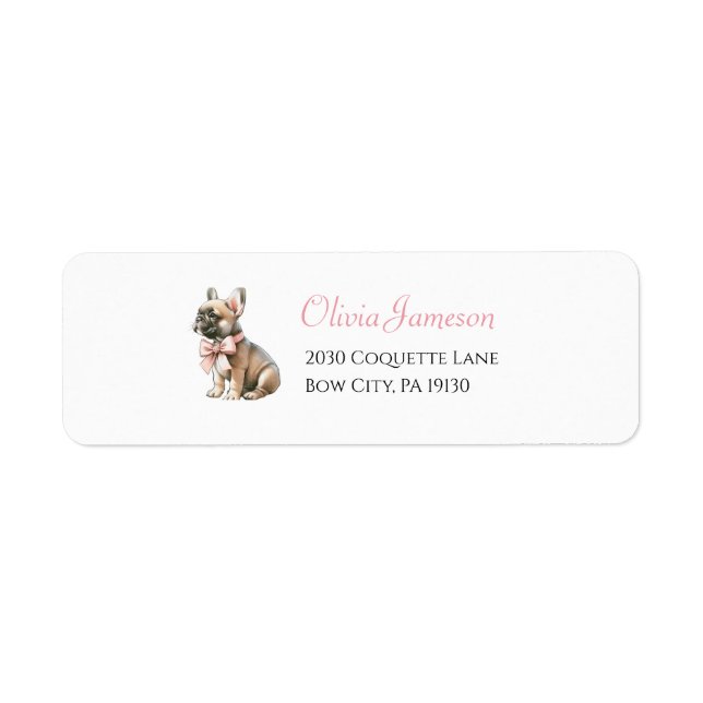 Coquette Frenchie, Parisian Address Label Returadress Etikett (Framsidan)