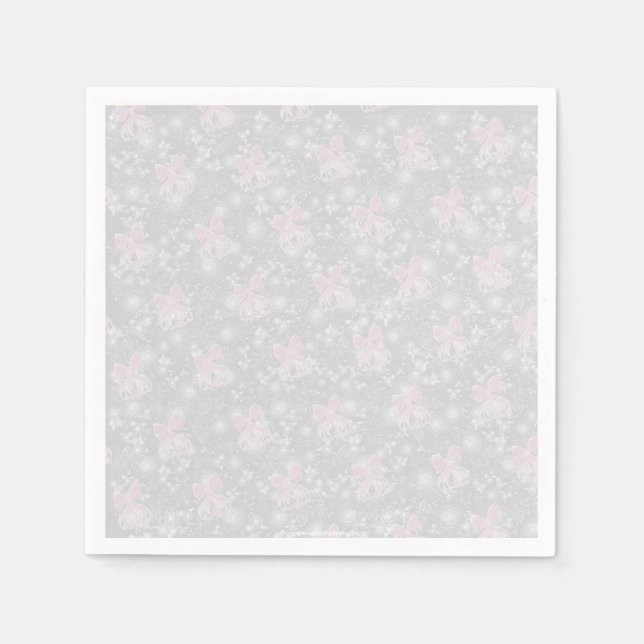 Coquette genomskinlig rosa slinga och rosengård pappersservett (Framsidan)