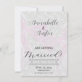 Coquette Genomskinlig Rosett i Rosa Spara-Datum Inbjudningar