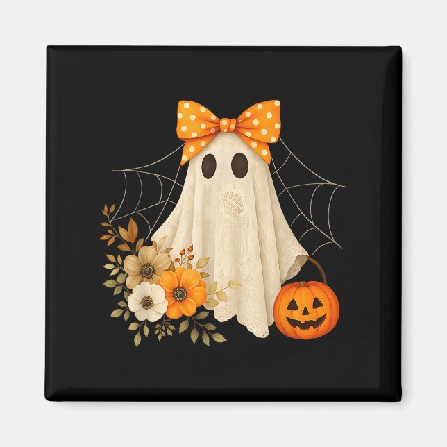 Coquette Ghost Halloween Flower Ghost Soky Lace Gh Magnet (Framsidan)