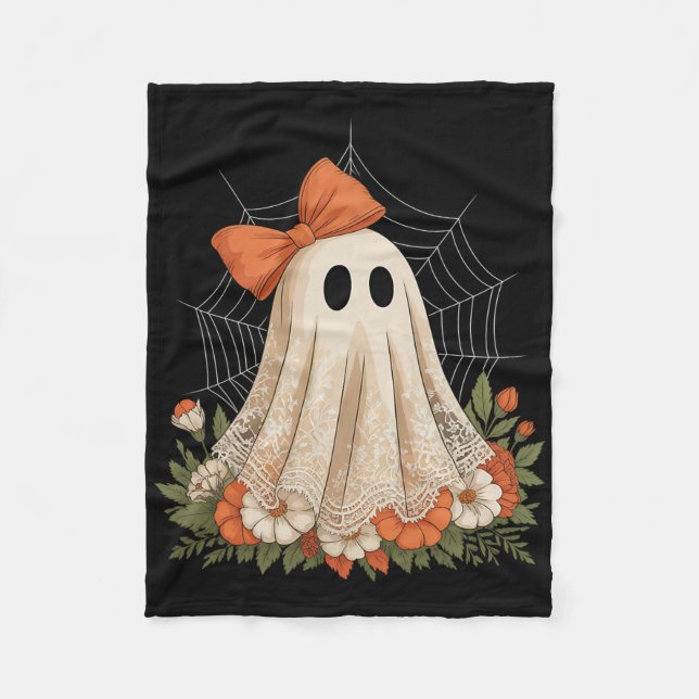 Coquette Ghost Halloween Flower Ghost Spooky Snöre Fleecefilt (Framsidan)