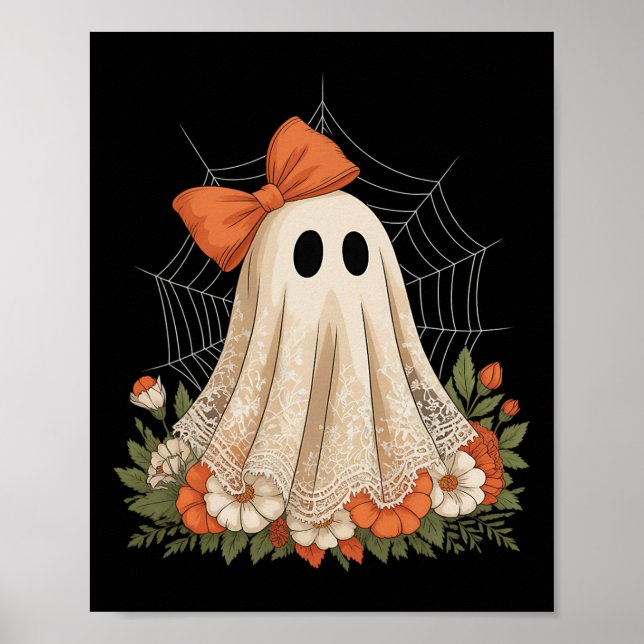Coquette Ghost Halloween Flower Ghost Spooky Snöre Poster (Framsidan)