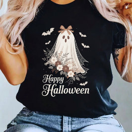 Coquette Ghost Halloween Flower Ghost Spooky T Shirt