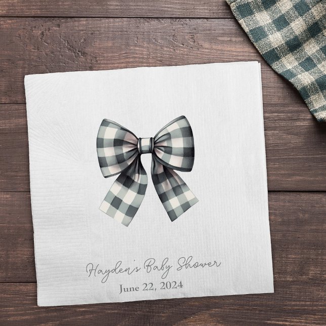 Coquette Gingham Bow Personlig Napkin Pappersservett (Skapare uppladdad)