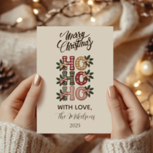 Coquette Gingham Ho Ho Ho Jul Julkort