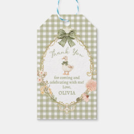 Coquette Gingham Silly Goose Birthday Gift Tag Presentetikett