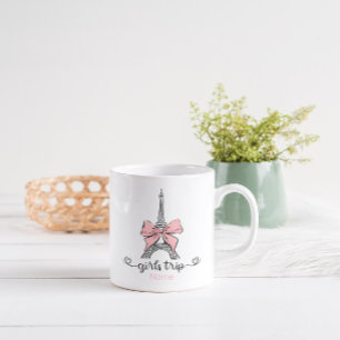 Coquette Girl Resa Eiffel Torn & Rosa Bow Anpassni Kaffemugg