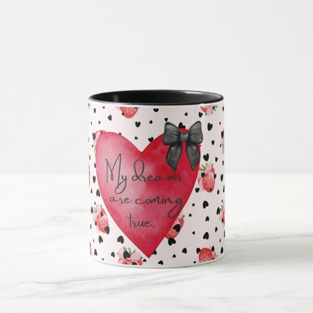 Coquette Girly Positive Affirmation Strawberry Mug Mugg (Center)