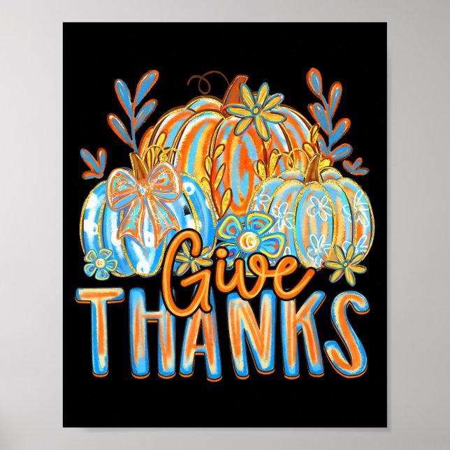 Coquette Give Thanks Christian Thanksgiving Floral Poster (Framsidan)