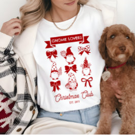 Coquette Gnome Älskare Klubb Jul - Red | Vit T Shirt