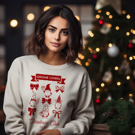 Coquette Gnome Älskare Klubb Jul - Red | Vit T Shirt