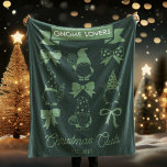 Coquette Gnome Älskare Klubb-Sage | Vit Fleecefilt<br><div class="desc">Cute "Gnome Älskare jul Klubb" med datum fastställt. Fyra söta små gnomer flankerade på sidan av söta,  små koquettbögar. Sammansatt design efter Helgdag Hearts-design.</div>