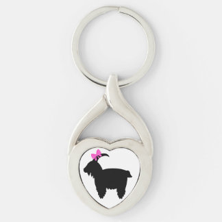 Coquette Goat Keychain Twisted Heart Silverfärgad Nyckelring