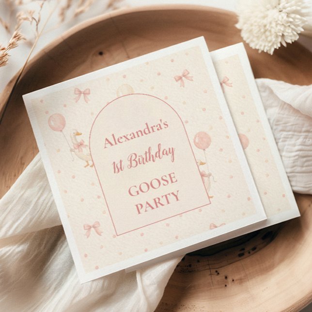 Coquette Goose 1st Birthday Pappersservett (Skapare uppladdad)